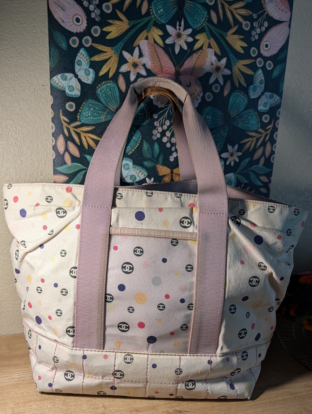 CHANEL Vintage Polkadot Tote Bag 🩷💙💛